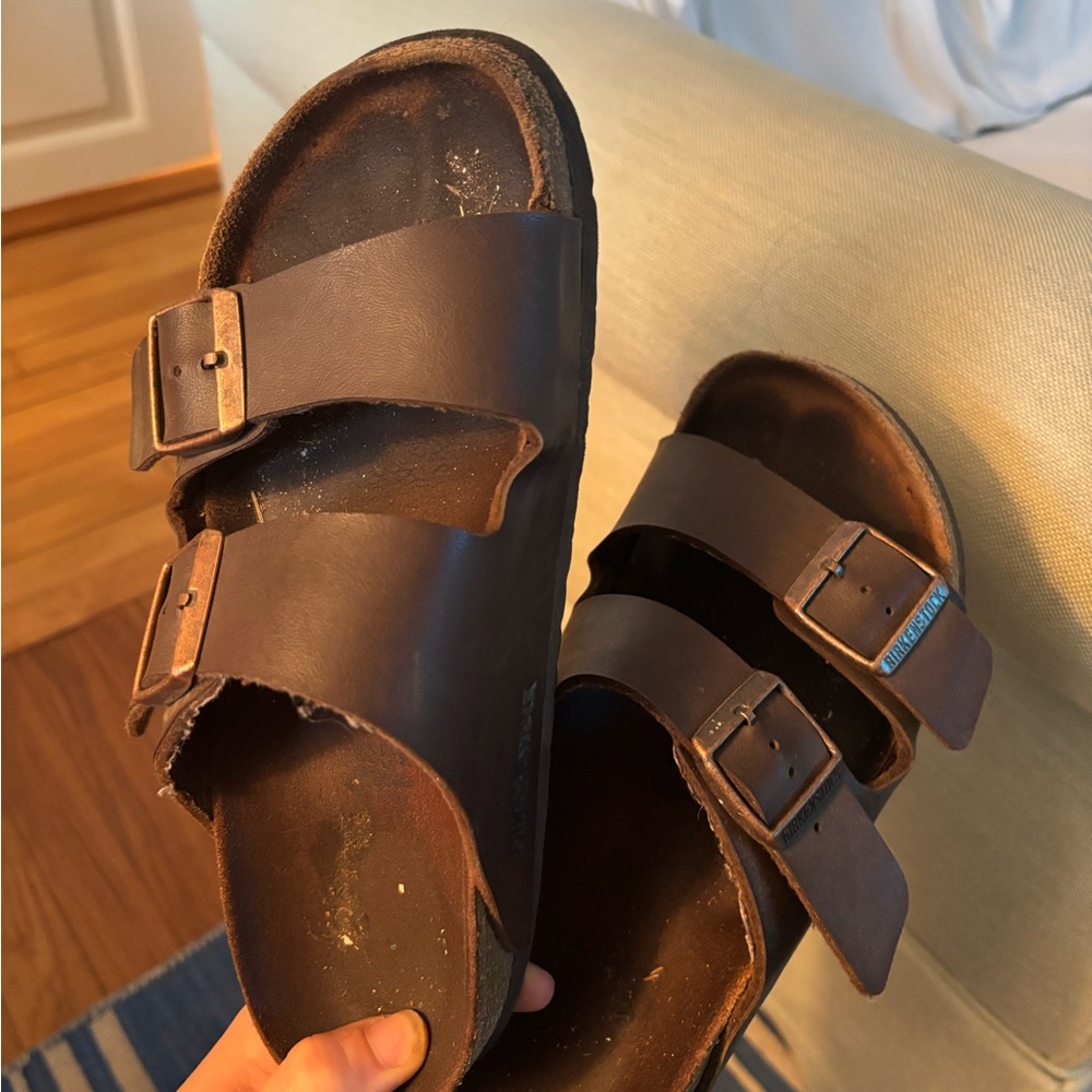 Well-worn Birkenstock leather sandals